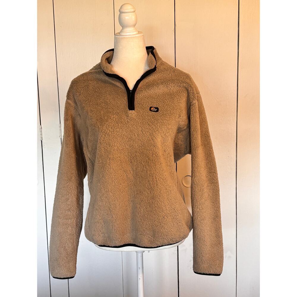 Lowe Alpine Women’s Size Large ¾‎ Zip Fleece Pullover-Tan w/black piping